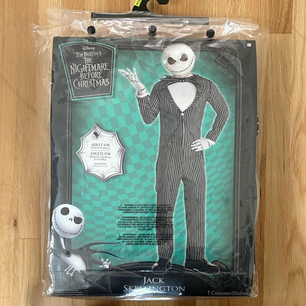 Disney Jack Skellington Costume - Black and White Men size Small